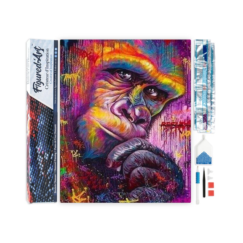 Diamond painting king kong coloré