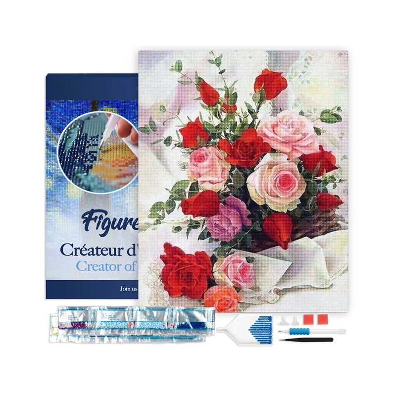 Broderie diamant roses belles fleurs