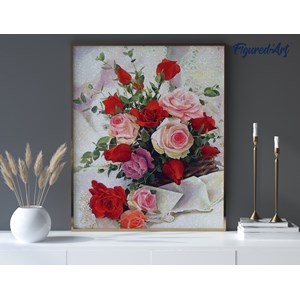 Broderie diamant roses belles fleurs