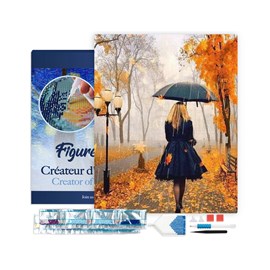 Broderie diamant femme sous la pluie