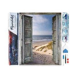 Diamond painting porte ouverte plage