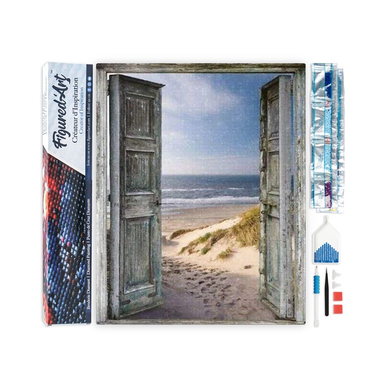 Diamond painting porte ouverte plage