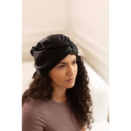 Bonnet de nuit reglable en soie noir