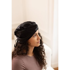 Bonnet de nuit reglable en soie noir