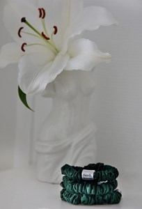 Trio chouchous en pure soie vert