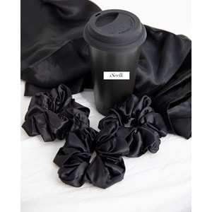 Trio scrunchie en pure soie noir