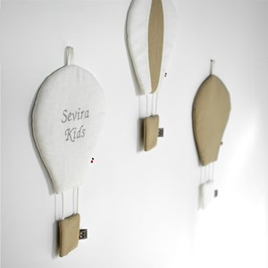 Montgolfière murale déco en lin beige