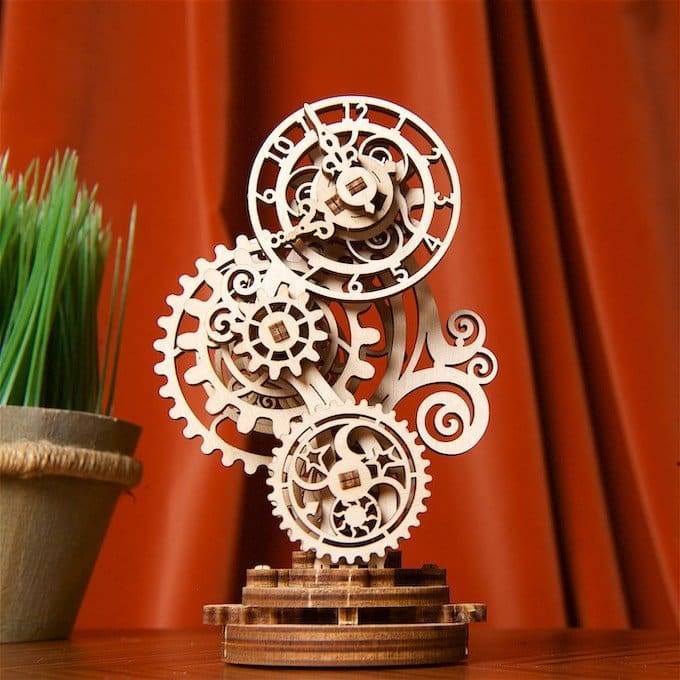 Horloge steampunk puzzle 3d bois