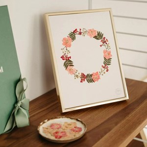 Herbier hortensia rose - 18x24cm