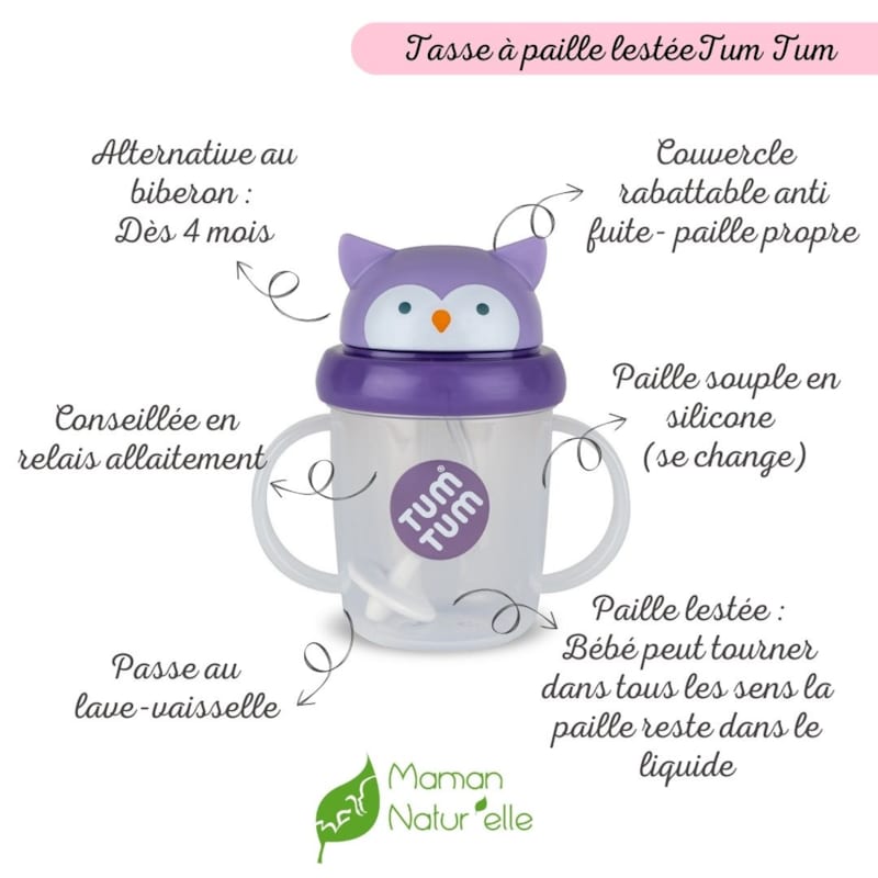 Tasse anti fuite + paille lestée ch (TUMTUM) - Image 1