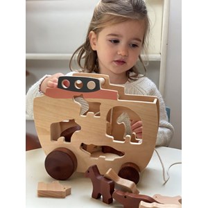 Arche de noe a tirer en bois encastrable
