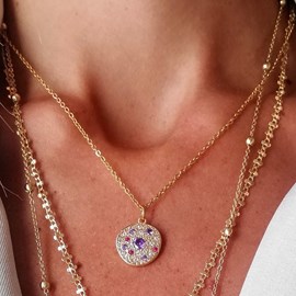 Collier cosmos étoiles pierres violettes