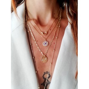 Collier cosmos étoiles pierres violettes