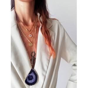 Collier cosmos étoiles pierres violettes