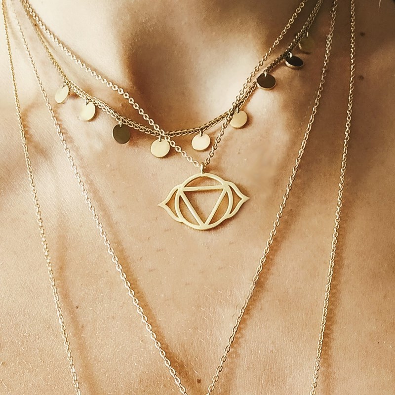 La Jungle Bijoux - Collier chakra troisième oeil or
