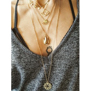 Collier chakra troisième oeil or