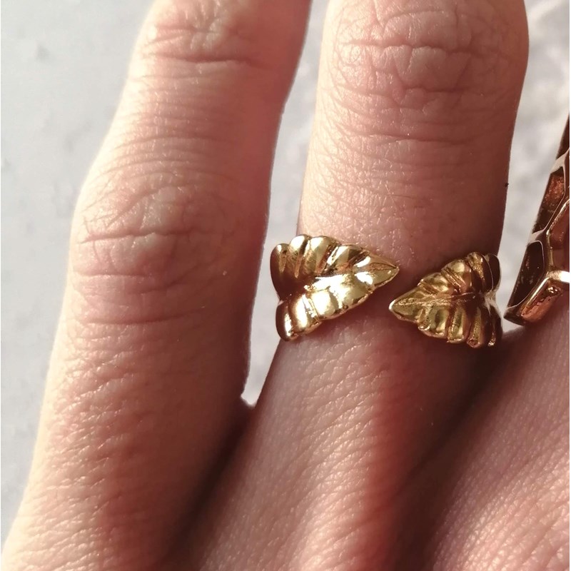 La Jungle Bijoux - Bague feuille or hêtre