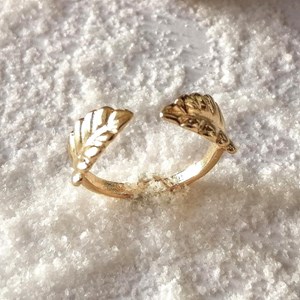 Bague feuille or hêtre