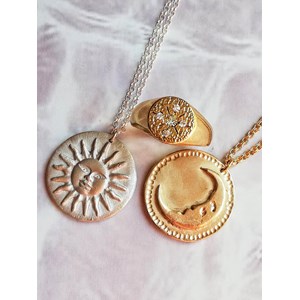 Collier soleil et lune double face or