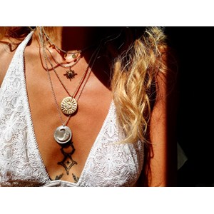 Collier soleil et lune double face or