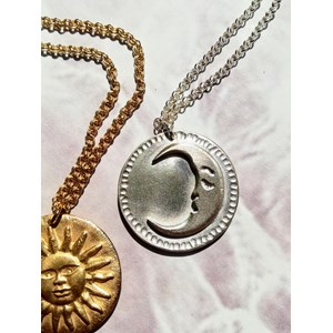 Collier soleil lune double face argent