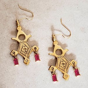 Croix d’agadez boucles d’oreilles rose
