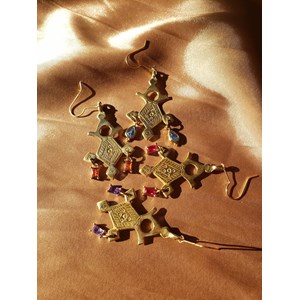 Croix d’agadez boucles d’oreilles rose