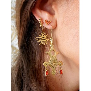 Croix d’agadez boucles d’oreilles orange
