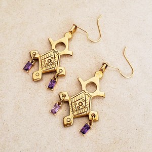 Croix d’agadez boucles d’oreilles violet