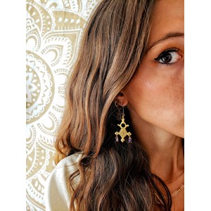Croix d’agadez boucles d’oreilles violet
