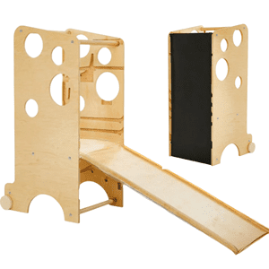 Tour montessori: jeu, toboggan, ardoise