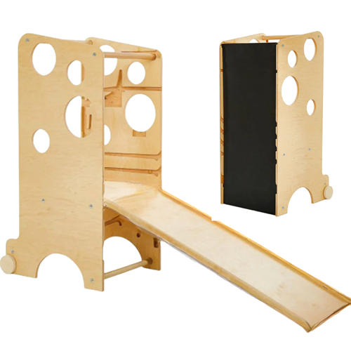 Monti Family - Tour montessori: jeu, toboggan, ardoise