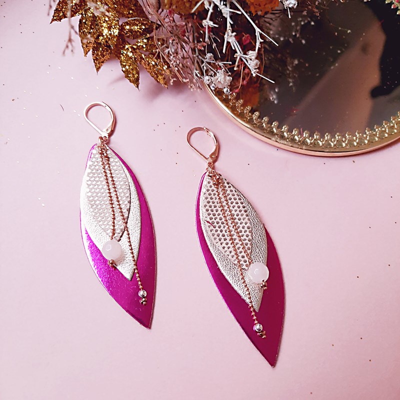 Ni Une Ni Deux - Boucles pendantes pop fuchsia
