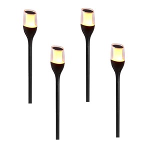 Lot de 4 torches solaires noir farely
