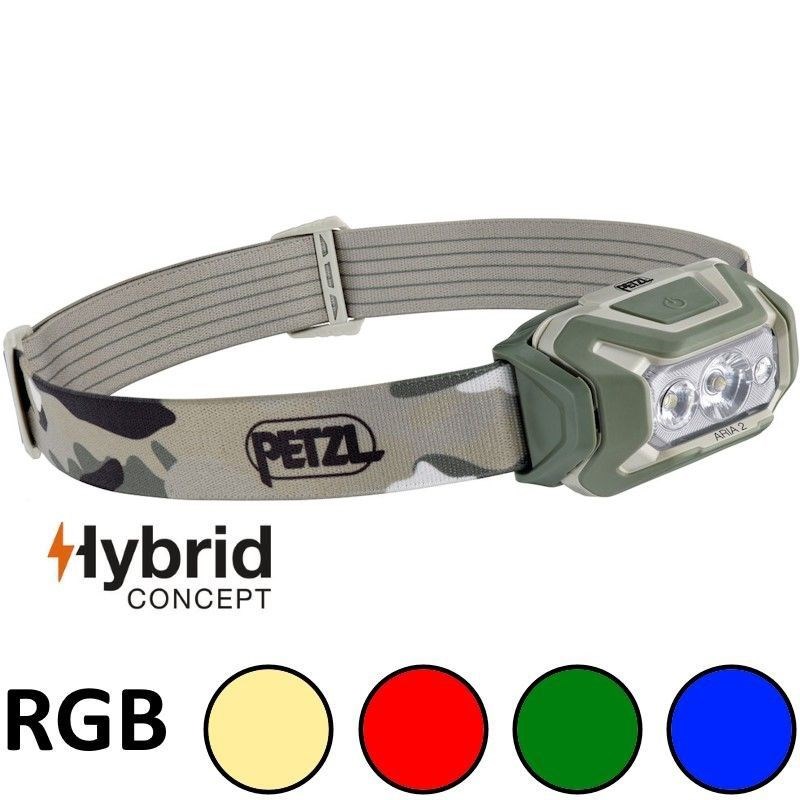 Lampe frontale petzl aria 2 rgb hybrid camouflage