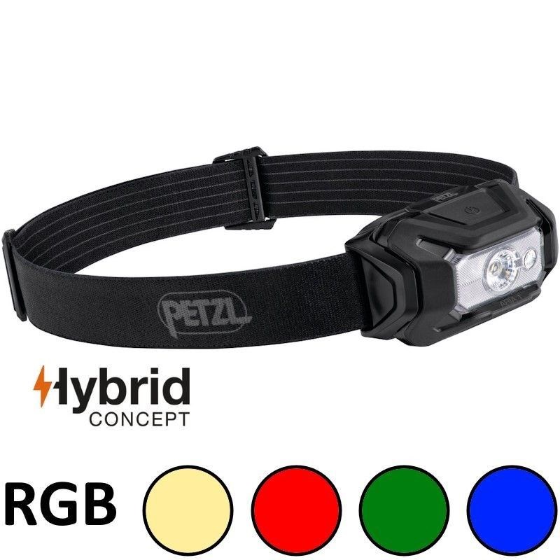 Lampe frontale petzl aria 1 rgb hybrid noire