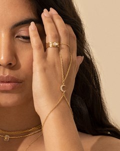 Chaine de main lune zircons brillants