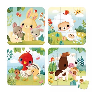 4 puzzles évolutifs animaux ferme