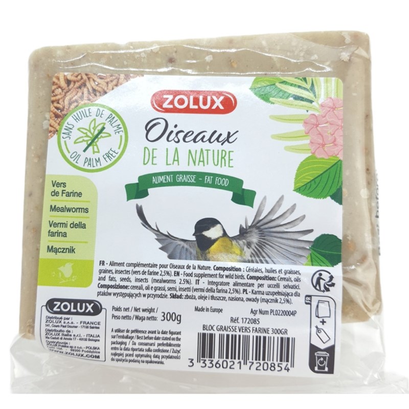 Zolux - Bloc de graisse vers de farine 300 gr p