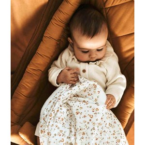 Couverture blanche à motifs camel kaki