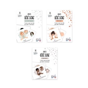 Lot 21 cartes bébé signe – les mots magiques, la famille, les repas Vert