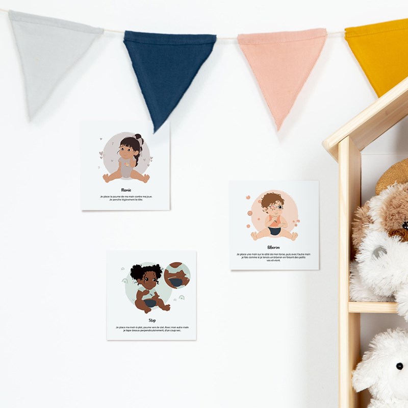 Pack 3 lots cartes bébé signe – family (L’Atelier Gigogne) - Image 1