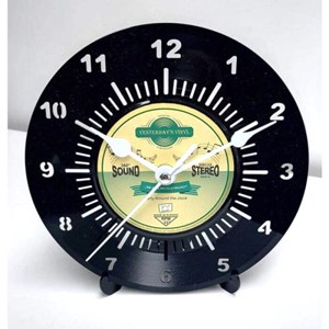 Horloge vinyle 45t recyclé yellow