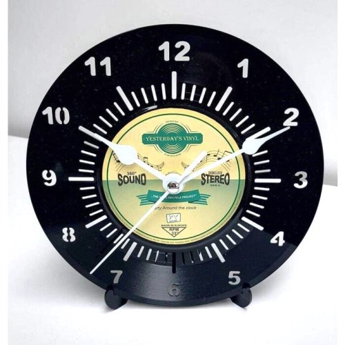 Horloge vinyle 45t recyclé yellow