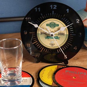 Horloge vinyle 45t recyclé yellow