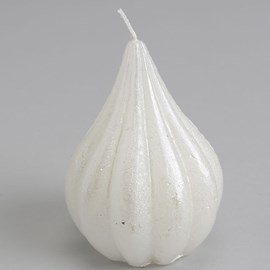 Bougie poire 7,5 x 10 cm blanc irisé x6