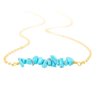 Collier ras de cou turquoise brutes