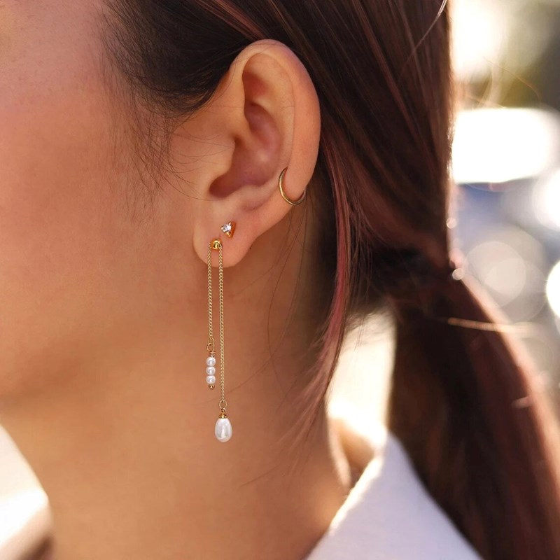 Lila in the sky - Boucles d’oreilles perles pendantes