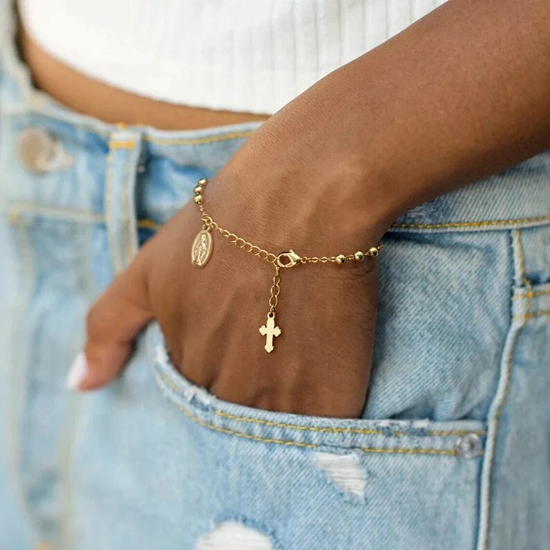 Lila in the sky - Bracelet religieux vierge marie