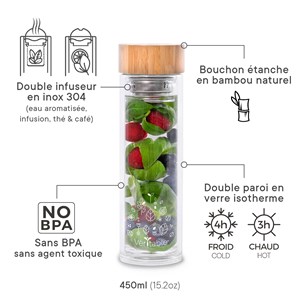 Bouteille en verre avec infuseur 450ml